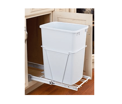 Rev-A-Shelf - 10-5/8" Single White 35qt Bottom Mount White Wire Full Extension Slides Waste Containers