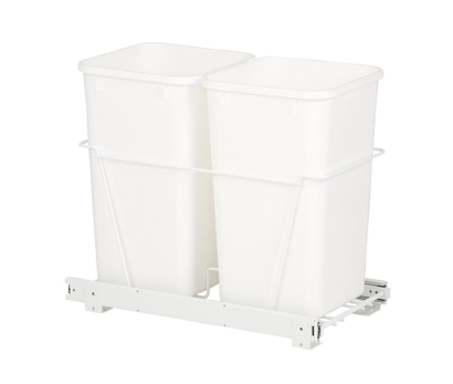 Rev-A-Shelf - 11-13/16" Double White 27qt Bottom Mount White Wire Waste Containers