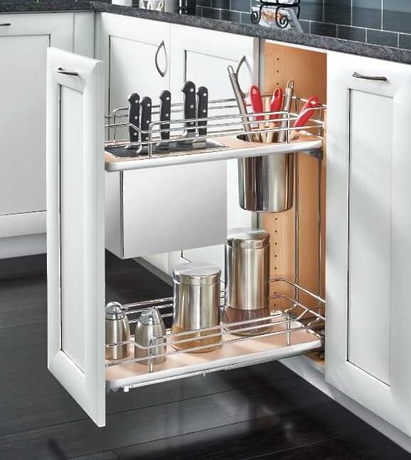 Rev-A-Shelf - 11" Maple Base Cabinet Pullout Knife/Untensil Organizer with Blumotion Soft-Close