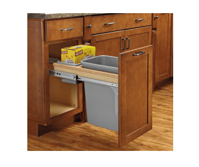 Rev-A-Shelf - 12" - Single 35qt Soft-Close Top Mount Wood Waste Containers