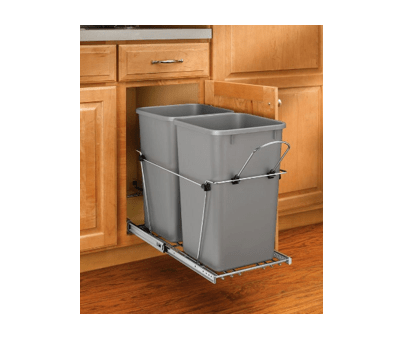 Rev-A-Shelf - 14-3/8" Double Silver Bottom Mount Wire Waste Containers