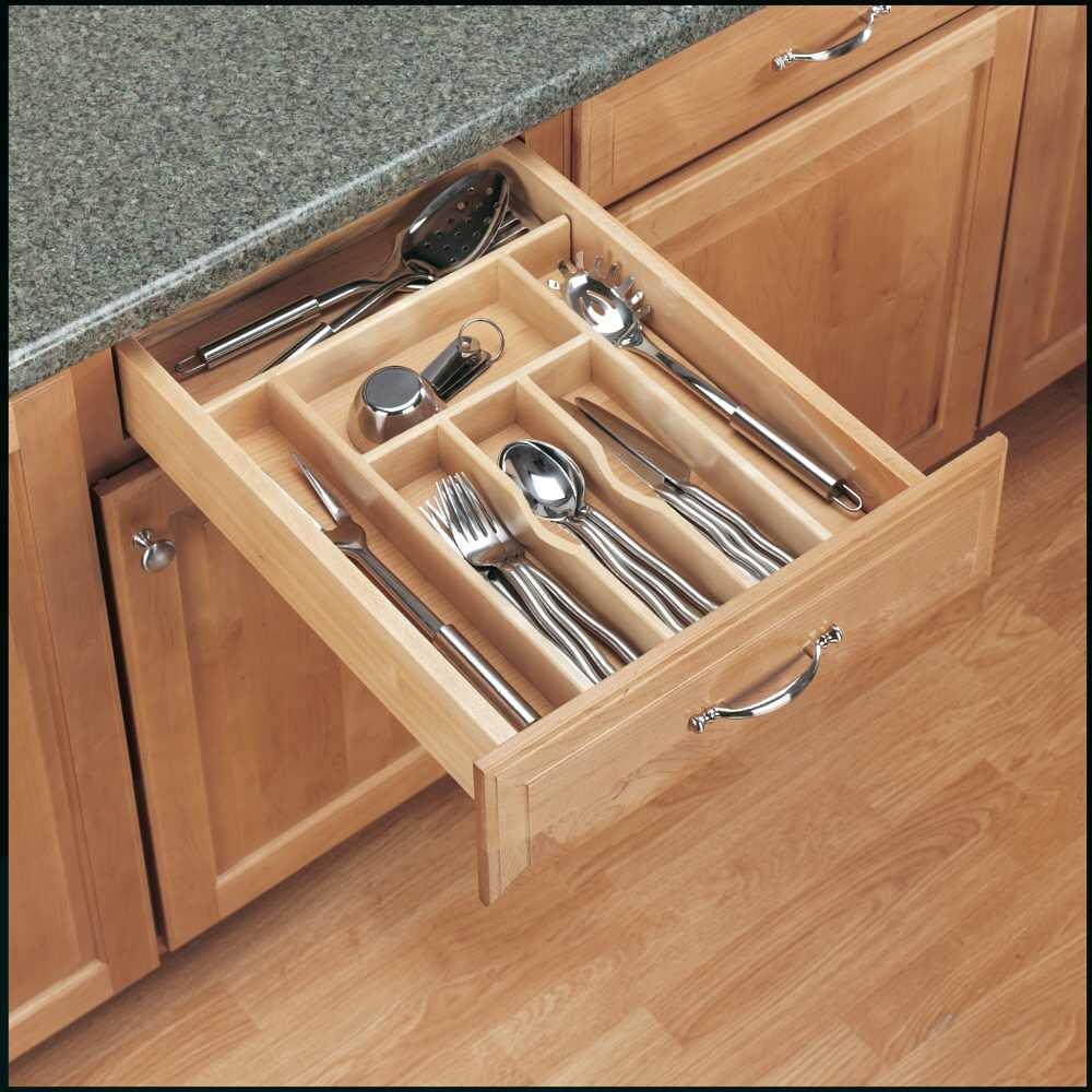 Rev-A-Shelf - 14-5/8" Maple Cut-To-Size Insert Wood Cutlery Organizer for Drawers