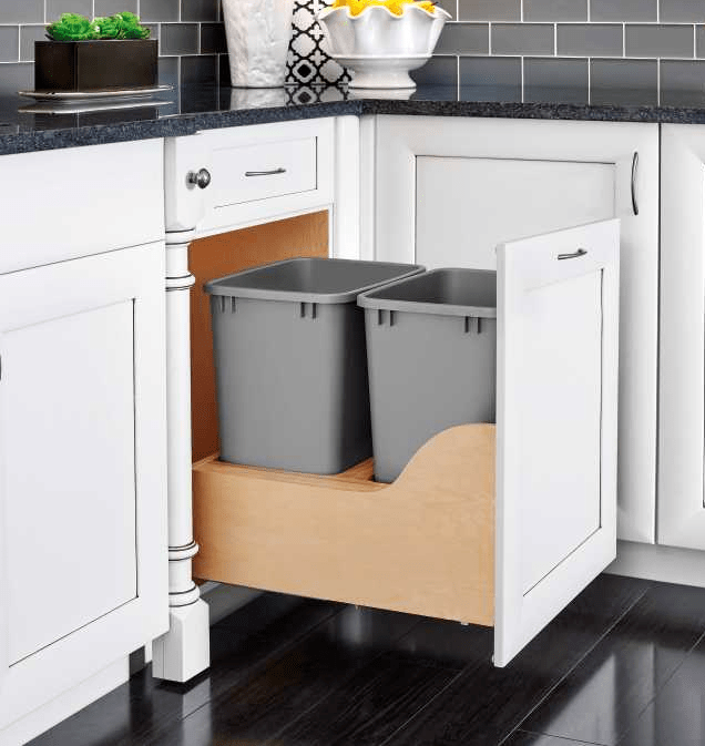 Rev-A-Shelf - 15" - Double 35qt Soft-Close w/ Blum Movento Slides Waste Containers