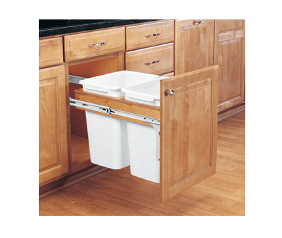 Rev-A-Shelf - 15" - Double 35qt Top Mount Wood Waste Containers