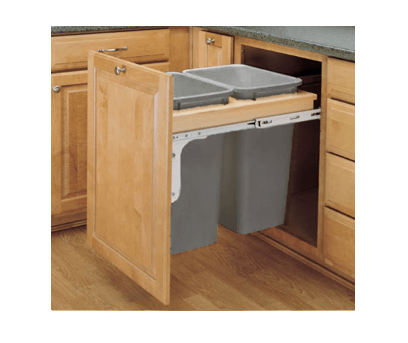 Rev-A-Shelf - 18" - Double 50qt Soft-Close Top Mount Wood Waste Containers