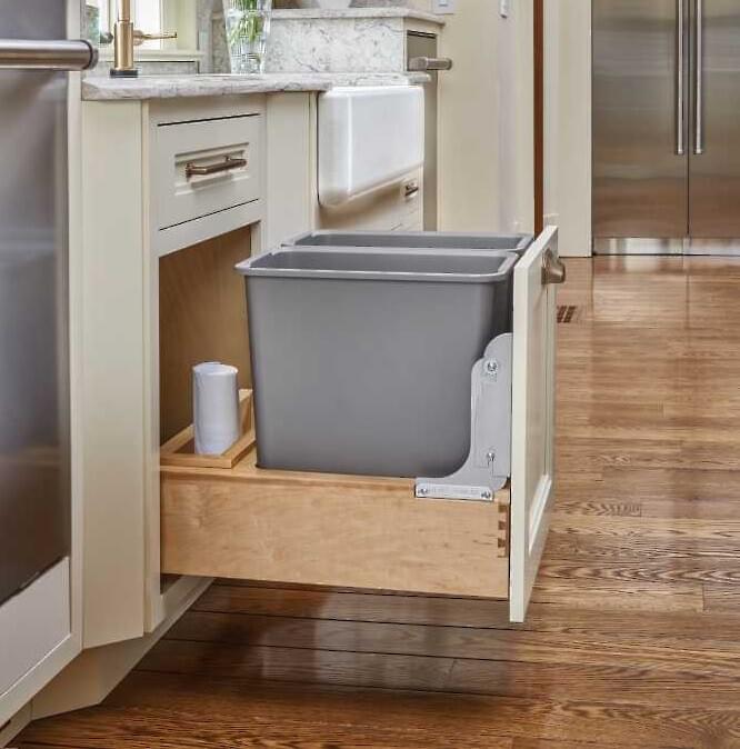 Rev-A-Shelf - 20-1/4" - Double 30qt Bottom Mount Rev-A-Motion‚ Wood Waste Containers