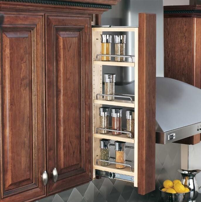 Rev-A-Shelf - 3" x 30" Filler Pullout Organizer with Wood Adjustable Shelves Wall Accessories