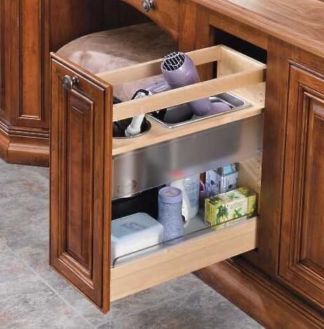 Rev-A-Shelf - 8-1/2" x 20-1/4" Maple Cabinet Pullout Soft-Close Grooming Organizer