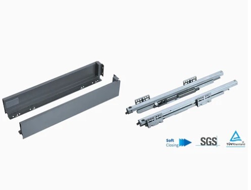 Metallic Grey SGS Double Wall Slim Box System 3 1/2" H x 20" L - Soft Close