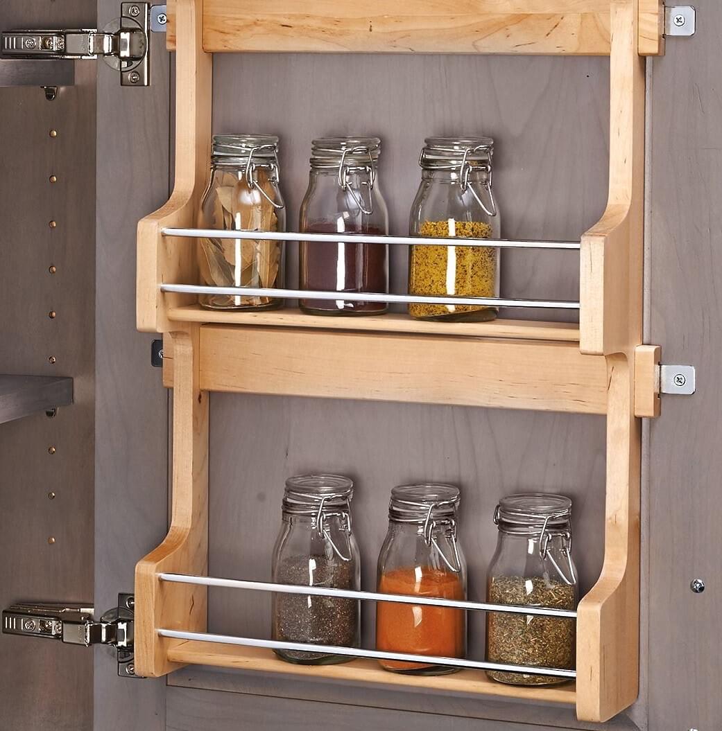Rev-A-Shelf - 10-1/2" Maple Door Storage Spice Rack Wall Accessories