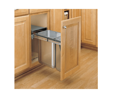 Rev-A-Shelf - 10-1/4" Double Door/Bottom Mount Covered Stainless Steel Waste Containers
