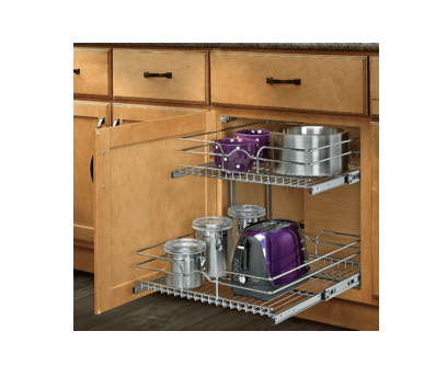 Rev-A-Shelf - 11-3/4" x 22" Base Cabinet Pullout 2 Tier Wire Basket