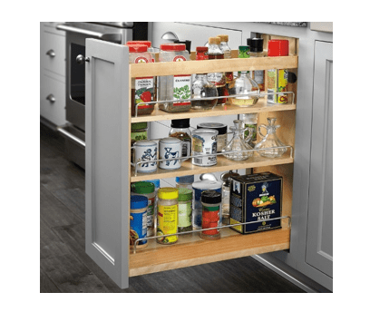 11" Maple Base Cabinet Pullout Organizer with Blumotion Soft-Close