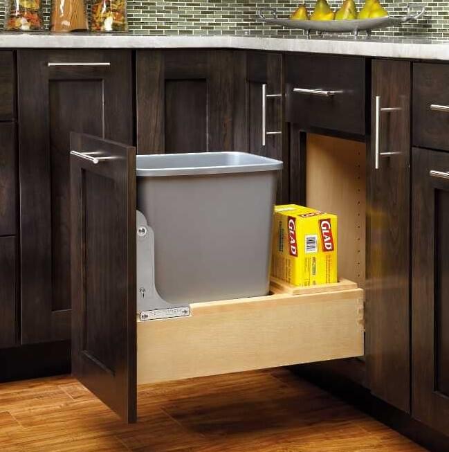 Rev-A-Shelf - 12" - Single 35qt Bottom Mount Rev-A-Motion‚ Wood Waste Containers