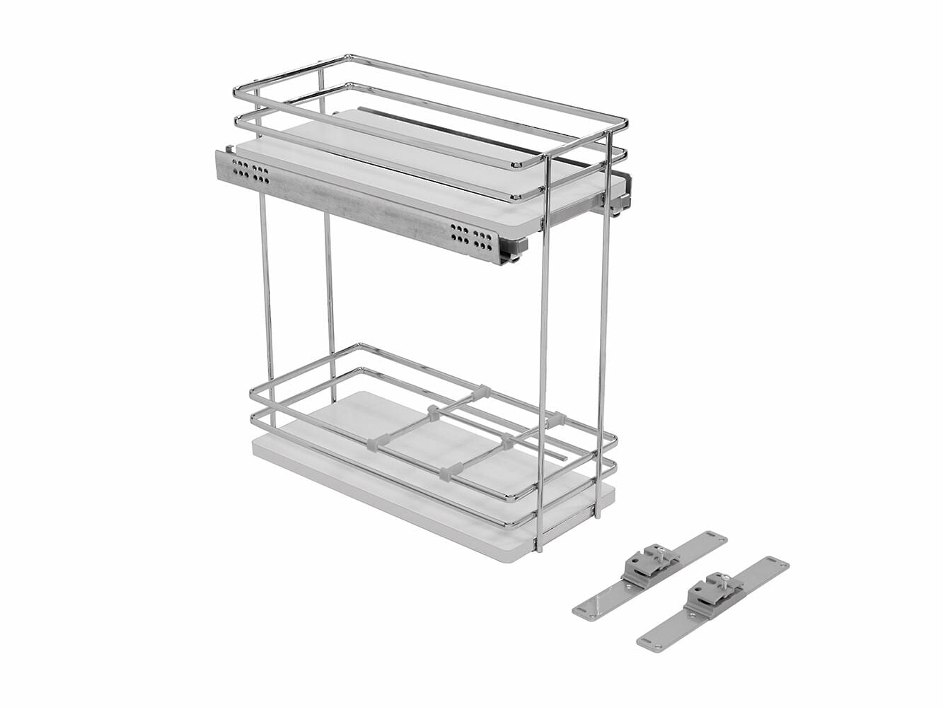 12" Two-Tier Gray Base Pullout Organizer w/Soft-Close & Door Mount Kits