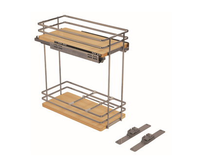 12" Two-Tier Maple Base Pullout Organizer w/Soft-Close & Door Mount Kits