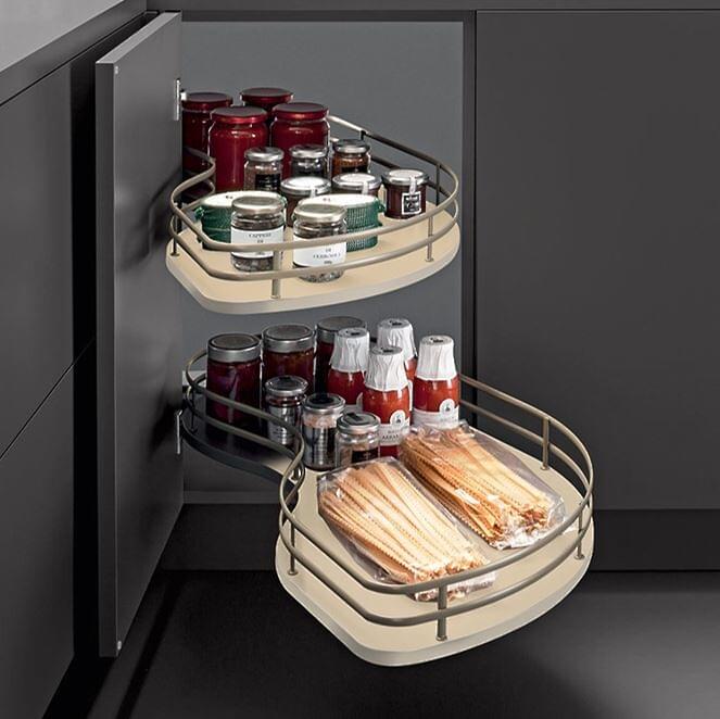 Salice - 13-5/8" Maple Fly Moon Two-Tier Shelf Right Handed w/Soft-Close Hardware Fitting Kit