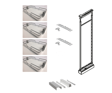 15-5/8" White 4 Baskets Width x 57-1/2" to 74-13/16" Adjustable Frame Height