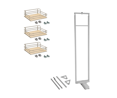 16-5/16" Min. Width x 48-1/16" to 61-13/16" Adjustable Frame Height - 3 Maple Baskets