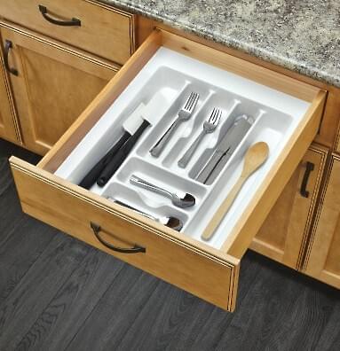 17-1/2" White Cut-To-Size Insert Cutlery Organizer for Drawers
