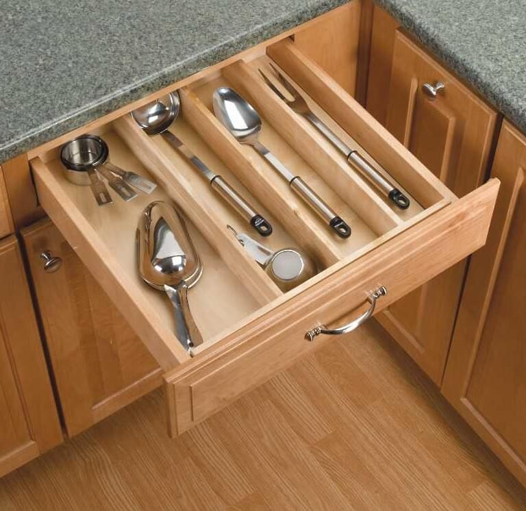 18-1/2" Maple Cut-To-Size Insert Wood Utility Organizer for Drawers