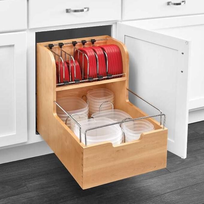 18" Base Cabinet Pullout Food Storage Container Organizer