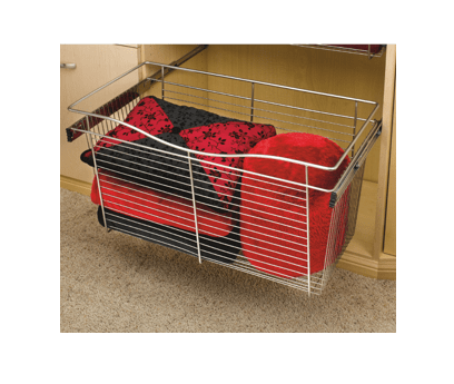 18"W x 14"D x 18"H - Satin Nickel Wire Basket Pullout for Closet