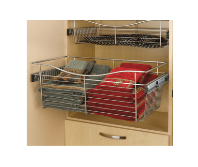 18"W x 16"D x 11"H - Satin Nickel Wire Basket Pullout for Closet
