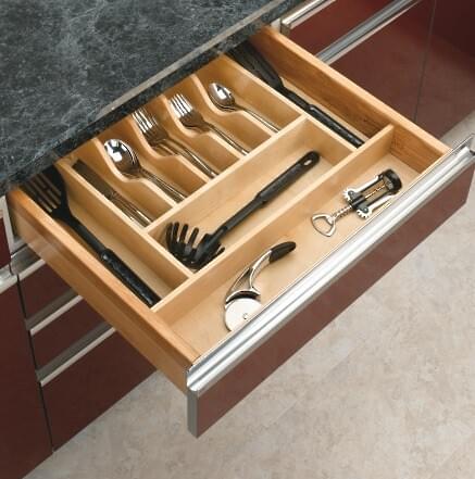 20-5/8" Maple Cut-To-Size Insert Wood Cutlery Organizer for Drawers