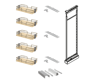 21-1/2" Maple 5 Baskets Width x 69-5/16" to 86-5/8" Adjustable Frame Height