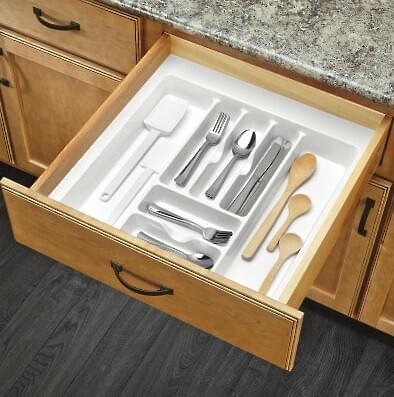 21-7/8" White Cut-To-Size Insert Cutlery Organizer for Drawers