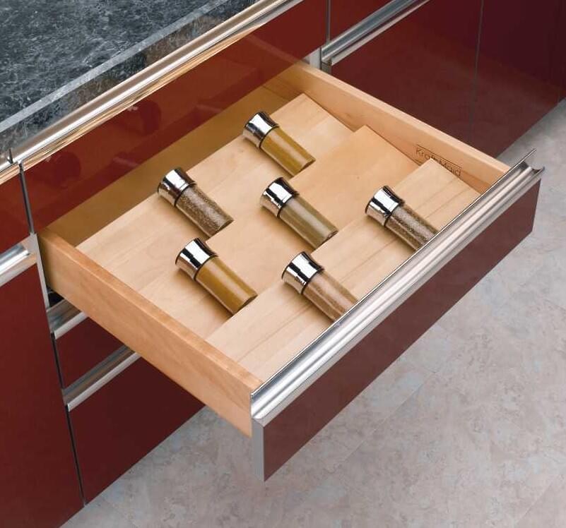 22" Maple Cut-To-Size Insert Wood Spice Organizer for Drawers