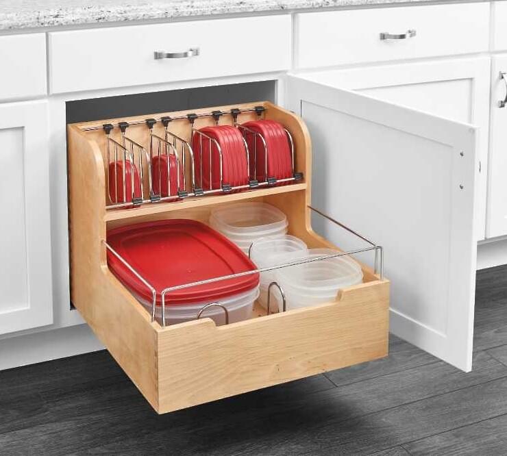24" Base Cabinet Pullout Food Storage Container Organizer