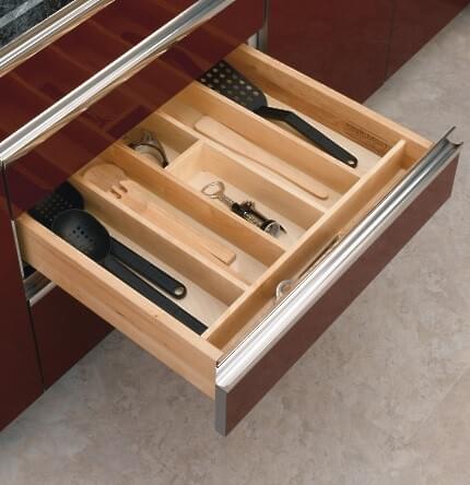 24" Maple Cut-To-Size Insert Wood Utility Organizer for Drawers
