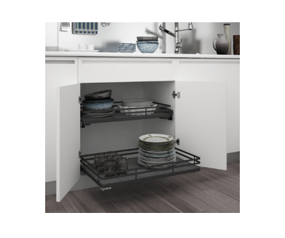 Rev-A-Shelf - 32-11/16" Textured Line Finish Pullout Premiere Single Wire Solid Bottom Basket