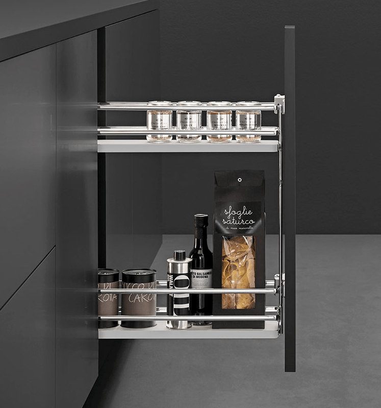 4-1/4" Right Hand 2-Tier Gray Base Pullout Organizer w/Soft-Close & Door Mount Kits