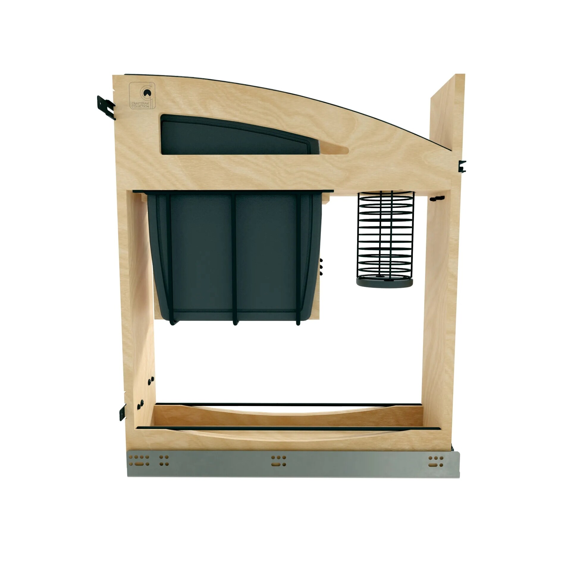 5" Craftsman Collection Solid Maple Knife Block Pullout Organizer w/ Black Accents and BLUM Soft-Close Slides 