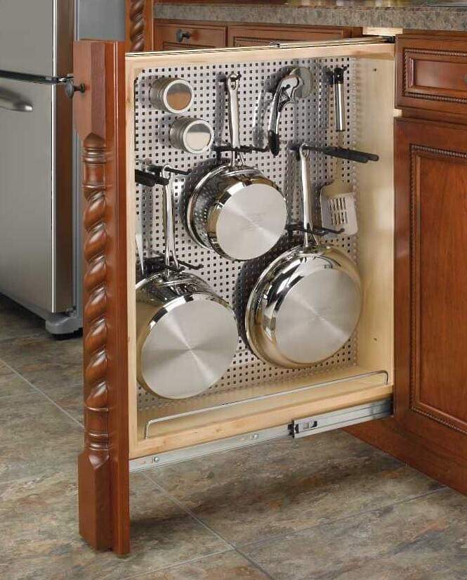 6" Filler Pullout Organizer with Ball-Bearing Soft-Close / Stainless Panel