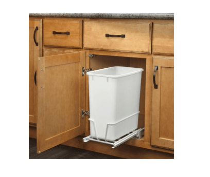8-1/2" or 14-1/2" Single White 20qt Dual Configuration Pullout Waste Containers