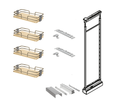 9-3/4" Maple 4 Baskets Width x 57-1/2" to 74-13/16" Adjustable Frame Height