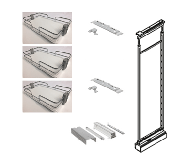 9-3/4" White 3 Baskets Width x 41-3/4" to 59-1/16" Adjustable Frame Height