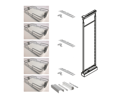 9-3/4" White 5 Baskets Width x 69-5/16" to 86-5/8" Adjustable Frame Height