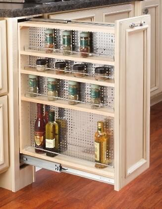 Rev-A-Shelf - 9" Filler Pullout Organizer with Wood Adjustable Shelves / Stainless Panel