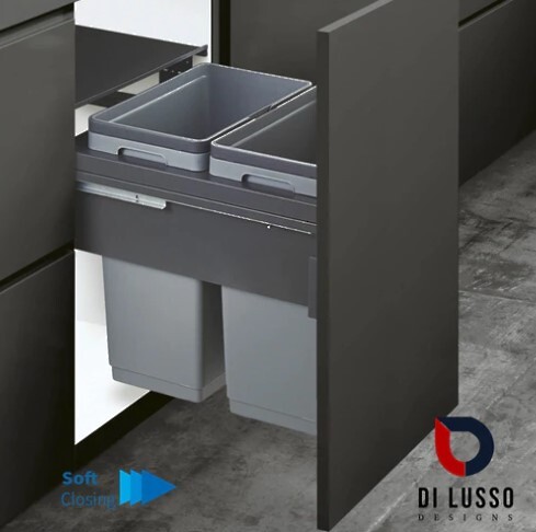 Di Lusso Garbage Bins System - Width 16-1/2 Inches with Built-in Bin Lid