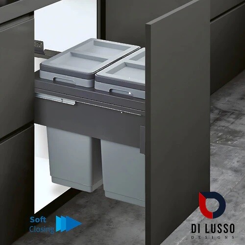 Di Lusso Garbage Bins System - Width 16-1/2 Inches with Build-in Bin Lid