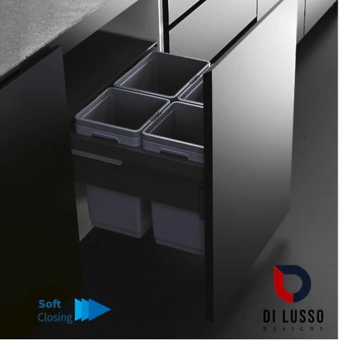 Di Lusso Garbage Bins System - Width 22-1/2 Inches with Built-in Bin Lid