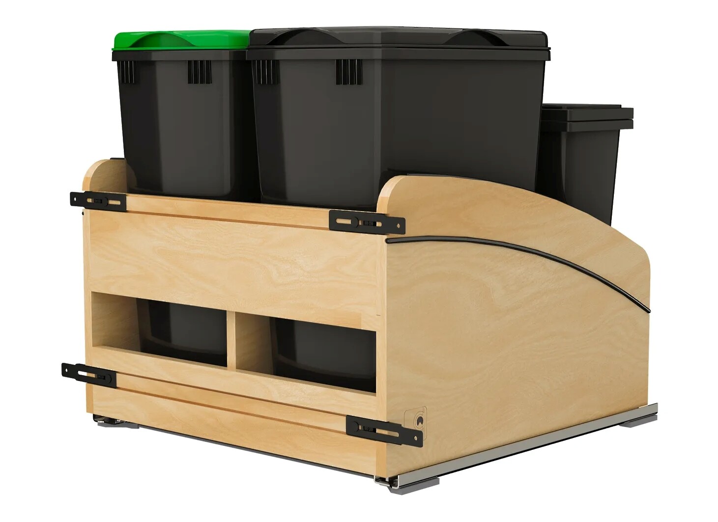 Double Black 32 Qt. Craftsman Bottom Mount Pullout Waste Container with BLUM Soft-Close