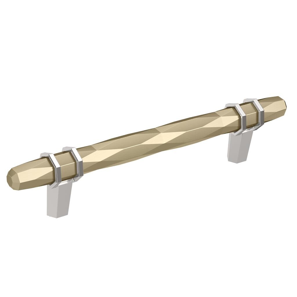 London Pull 128 mm Golden Champagne / Polished Chrome