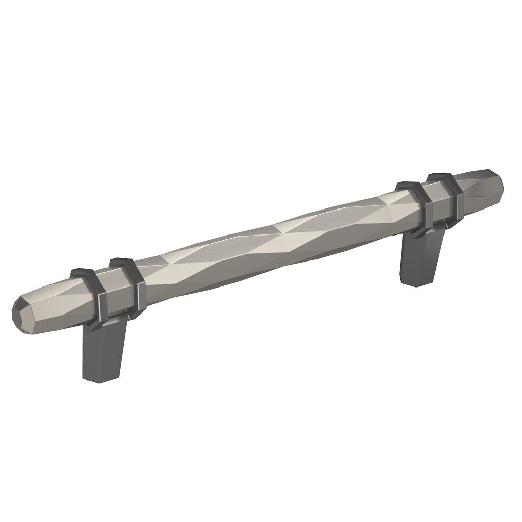 London Pull 128mm Satin Nickel/Black Chrome