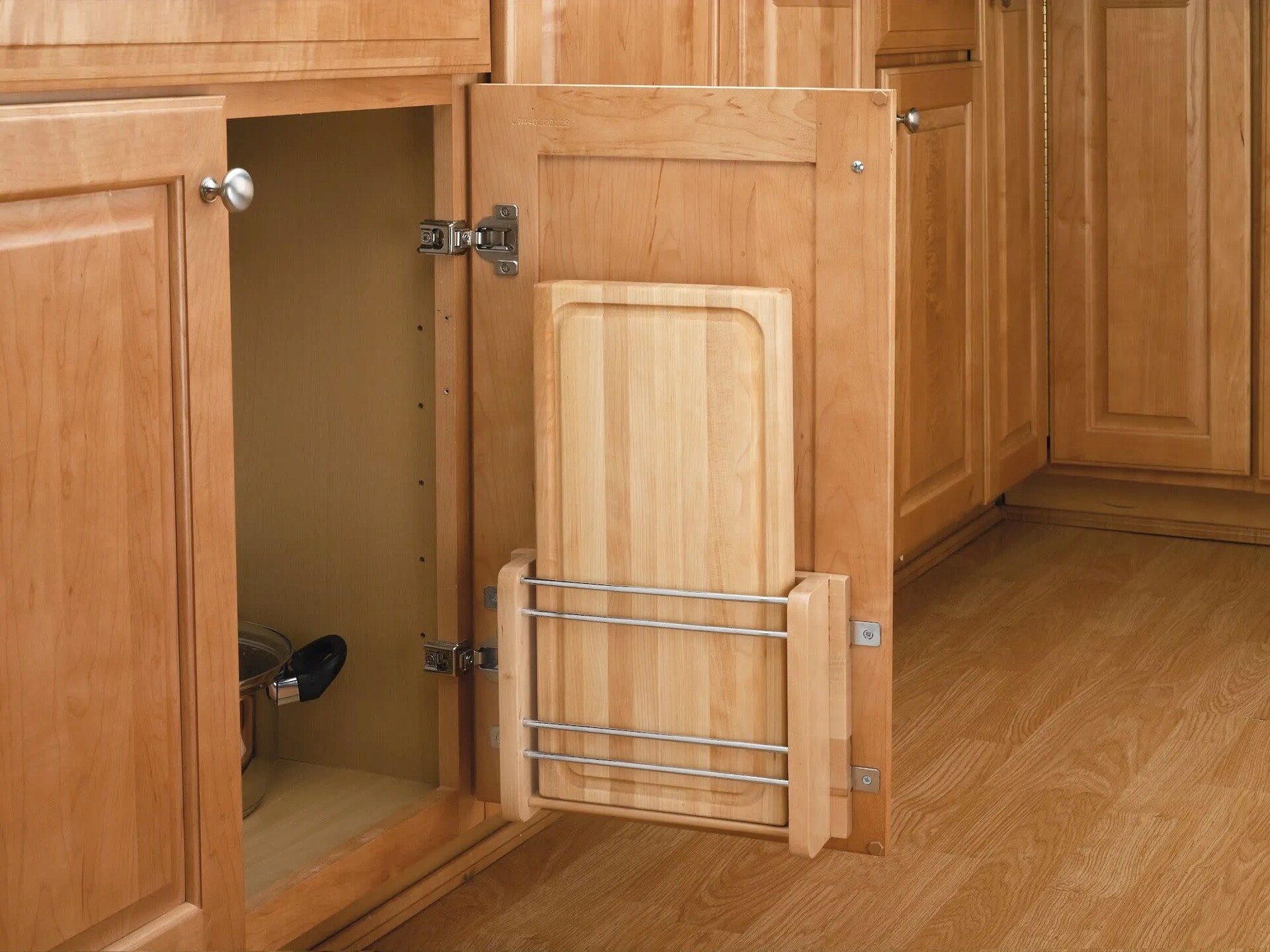 Rev-A-Shelf - 10-1/2" Door Storage Cutting Board Rack with Wood Cutting Board